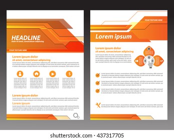 orange brochure Flyer design Layout template, size A4, Front page and back page