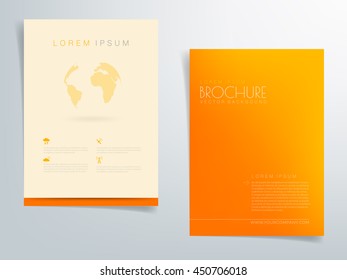 Orange brochure template flyer background and header design with space for text and message in A4 size , Vector