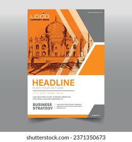 Orange Broucher Design. Template vector design for Brochure, AnnualReport, Magazine, Poster, Corporate Presentation, Portfolio, Flyer, infographic, layout modern with color size A4