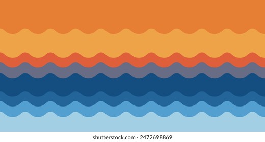 Patrón de líneas onduladas naranja, marrón y azul - Diseño de fondo