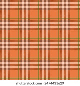 Orange and brown checkered cloth pattern. Abstract color full of Scott pattern. Pastel gingham seamless background for print on fabric.
