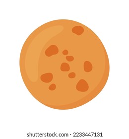 Orange or brown cookie or biscuit vector illustration. Cartoon drawing of tasty round snack for lunch at school or office on white background. Lunch break, food, desserts concept