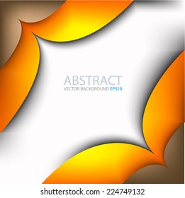 Orange and brown curve flower background with white space overlap layer for text and message modern artwork design