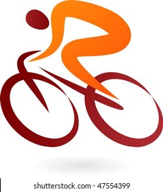Orange and brown cyclist icon - elegant vector illustration