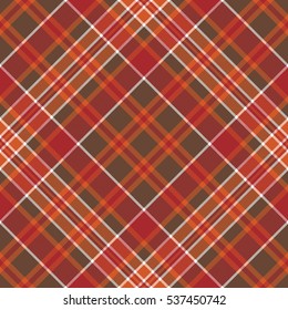 Orange brown diagonal check pixel square seamless pattern. Vector illustration.