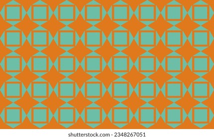 Orange brown diamond and grid on green background repeat seamless pattern, replete image design for fabric printing or wallpaper or backdrop print