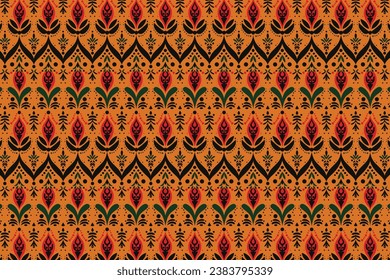 Orange and Brown Floral Pattern on a Dark Background