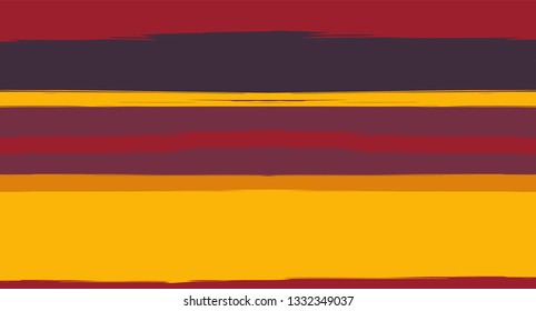 Orange, Brown Lines Seamless Summer Pattern, Vector Watercolor Sailor Stripes. Vintage Trace Grunge Textile Fashion Design Horizontal Brushstrokes. Ink Painted Trendy Trace, Geometric Autumn Print