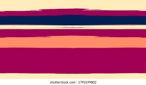 Naranja, Líneas Marrones Patrón De Verano Sin Marea, Bandas Vectoras Acuáticas De Sailor. Pinceles horizontales Diseño de Moda Textil Hipster Retro Vintage. Trazo de moda pintado con tinta, impresión geométrica de otoño
