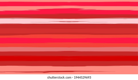 Orange, Brown Lines Seamless Summer Pattern, Vector Watercolor Sailor Stripes. Vintage Trace Grunge Textile Fashion Design Horizontal Brushstrokes. Ink Painted Doodle Trace, Geometric Track Prints