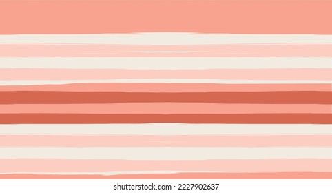 Orange, Brown Lines Seamless Summer Pattern, Vector Watercolor Sailor Stripes. Horizontal Brushstrokes Trace Vintage Grunge Textile Clothe Design. Hand Painted Ink Lines, Male or Female Clothing
