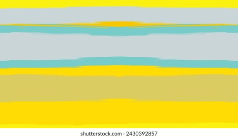 Orange, Brown Lines Seamless Summer Pattern, Vector Watercolor Sailor Stripes. Horizontal Brushstrokes Retro Vintage Grunge Fabric Fashion Design. Uneven Painted Ink Trace, Geometric Autumn Print