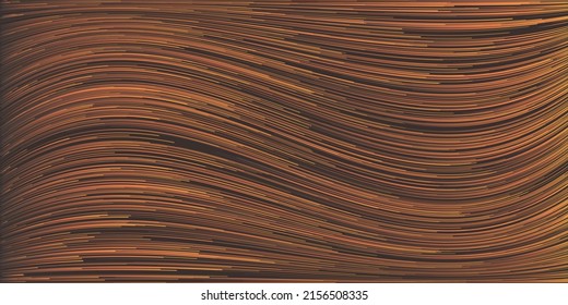 Orange and Brown Moving, Flowing  Stream of Particles in Curving, Wavy Lines - Digitally Generated  Futuristic Abstract 3D Geometric Striped Background Design, Generative Art in Editable Vector Format