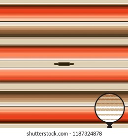 Orange, Brown  Navajo White South Western Blanket Stripes Seamless Vector Pattern. Mexican Serape Rug Texture with Threads. Native American Textile. Ethnic Boho Background. Tile Swatch Included.
