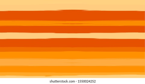 Orange, Brown Nice Seamless Summer Pattern, Vector Watercolor Sailor Stripes. Horizontal Brushstrokes Retro Vintage Grunge Textile Clothe Design. Ink Painted Doodle Trace, Geometric Track Prints