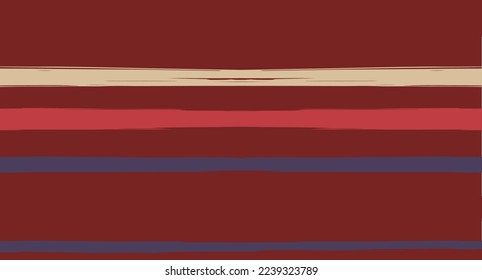 Orange, Brown Nice Seamless Summer Pattern, Vector Watercolor Sailor Stripes. Horizontal Brushstrokes Retro Vintage Hipster Textile Fashion Design. Hand Painted Ink Lines, Geometric Track Prints