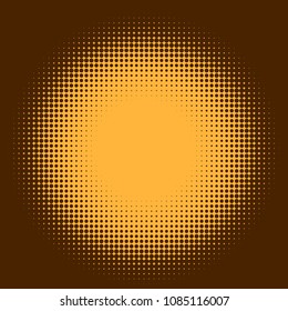 Fondo con puntos de fondo, redondo, naranja y marrón. Efecto semitónico. Ilustración vectorial.