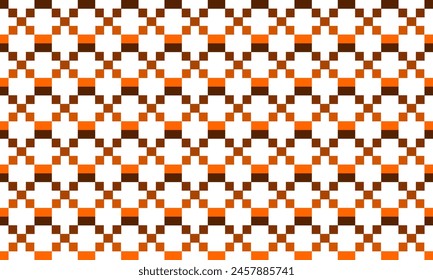 Orange brown Square block arrange in square cross grid seamless Pattern design for fabric printing, vintage patter