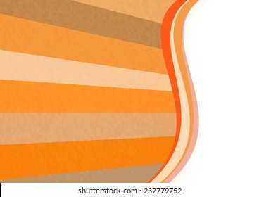 orange and brown striped textured background folder with bright swoosh waves. vector illustration
