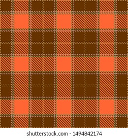 Orange and Brown Tartan Plaid Scottish Seamless Pattern. Texture from tartan, plaid, tablecloths, shirts, clothes, dresses, bedding, blankets and other textile.