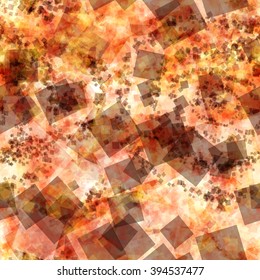 The orange and brown transparent squares randomly superposed. Seamless pattern. Abstract background. Vector.