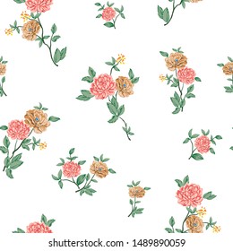 orange and brown vector flowers pattern of white