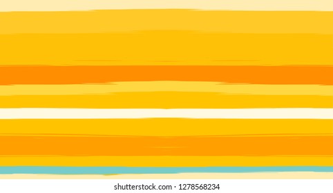 Orange, Brown Vector Watercolor Sailor Stripes Navy Seamless Summer Pattern. Vintage Trace Grunge Fabric Fashion Design Horizontal Brushstrokes. Ink Painted Trendy Trace, Geometric Uneven Print