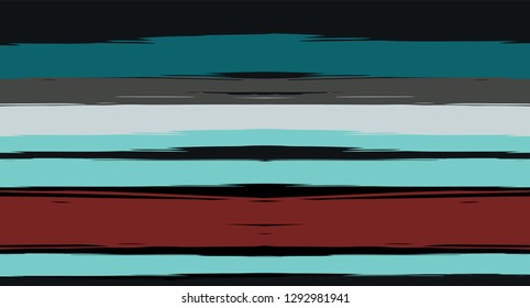 Orange, Brown Vector Watercolor Sailor Stripes Funky Seamless Summer Pattern. Horizontal Brushstrokes Vintage Trace Grunge Textile Clothe Design. Ink Painted Doodle Lines, Geometric Track Prints