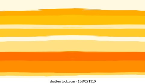 Orange, Brown Vector Watercolor Sailor Stripes Funky Summer Pattern. Horizontal Brushstrokes Retro Vintage Grunge Fabric Fashion Design. Ink Painted Doodle Lines, Geometric Track Prints