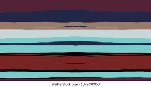 Orange, Brown Vector Watercolor Sailor Stripes Navy Seamless Summer Pattern. Horizontal Brushstrokes Trace Vintage Grunge Textile Clothe Design. Hand Painted Ink Lines, Male or Female Clothing