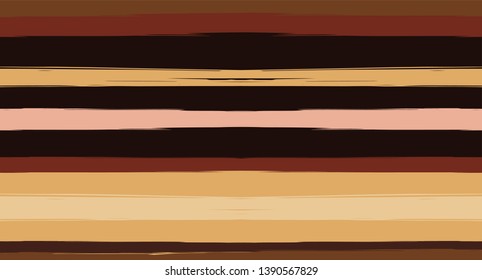 Orange, Brown Vector Watercolor Sailor Stripes Cool Seamless Summer Pattern. Horizontal Brushstrokes Vintage Trace Grunge Textile Clothe Design. Hand Painted Ink Lines, Geometric Track Prints