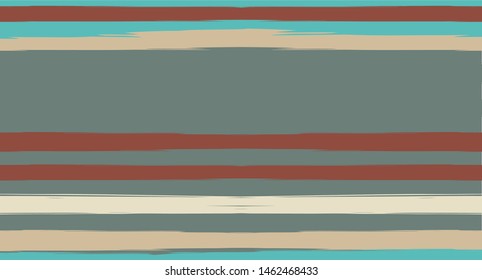 Orange, Brown Vector Watercolor Sailor Stripes Navy Seamless Summer Pattern. Horizontal Brushstrokes Trace Vintage Grunge Textile Clothe Design. Ink Painted Trendy Trace, Geometric Autumn Print