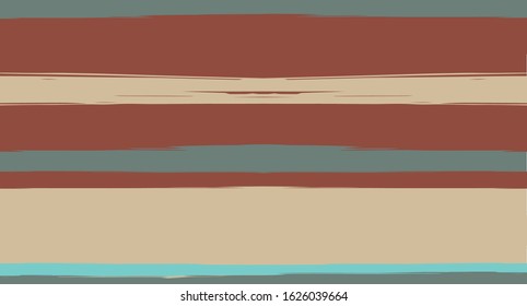 Orange, Brown Vector Watercolor Sailor Stripes Nice Seamless Summer Pattern. Horizontal Brushstrokes Retro Vintage Grunge Textile Clothe Design. Ink Painted Trendy Trace, Geometric Uneven Print