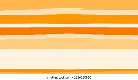 Orange, Brown Vector Watercolor Sailor Stripes Trendy Seamless Summer Pattern. Vintage Trace Grunge Textile Fabric Design Horizontal Brushstrokes. Brush Painted Cool Trace, Geometric Autumn Print