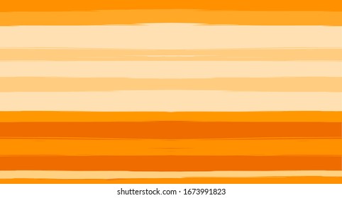 Orange, Brown Vector Watercolor Sailor Stripes Funky Seamless Summer Pattern. Horizontal Brushstrokes Retro Vintage Hipster Textile Fashion Design. Hand Painted Ink Lines, Male or Female Clothing