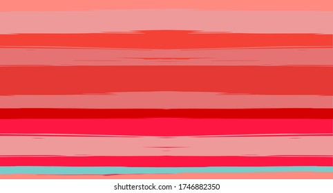 Orange, Brown Vector Watercolor Sailor Stripes Cute Seamless Summer Pattern. Vintage Trace Grunge Fabric Fashion Design Horizontal Brushstrokes. Ink Painted Doodle Lines, Geometric Track Prints