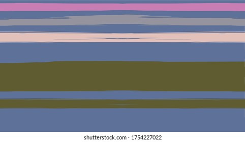 Orange, Brown Vector Watercolor Sailor Stripes Drawn Seamless Summer Pattern. Horizontal Brushstrokes Retro Vintage Grunge Textile Fashion Design. Brush Painted Ink Trace, Geometric Autumn Print
