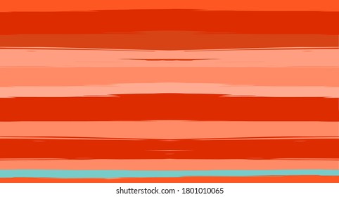 Naranja, Vector Marrón Acuarela Sailor Stripes Navy Patrón Verano Sin Marea. Pinceles horizontales Diseño de Moda Textil Grunge Retro Vintage. Rastreo simple de tinta pintada, impresión geométrica de otoño