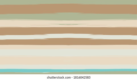 Orange, Brown Vector Watercolor Sailor Stripes Drawn Seamless Summer Pattern. Vintage Trace Grunge Textile Fashion Design Horizontal Brushstrokes. Ink Painted Doodle Trace, Geometric Track Prints