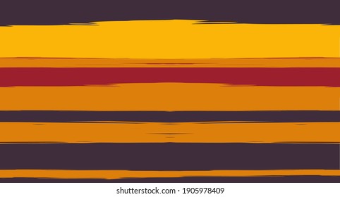 Orangefarbene, braune Vektorwasserfarbe Sailor Stripes Navy Nahtlose Sommermuster. Retro Vintage Grunge Fabric Fashion Design Horizontale Pinselstriche. Anstrichfarbene Doodle-Linien, Geometrische Schienen-Drucke