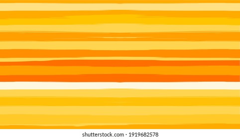 Orange, Brown Vector Watercolor Sailor Stripes Funky Seamless Summer Pattern. Horizontal Brushstrokes Retro Vintage Hipster Textile Fashion Design. Brush Painted Ink Trace, Geometric Autumn Print