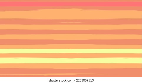 Orange, Brown Vector Watercolor Sailor Stripes Nice Seamless Summer Pattern. Horizontal Brushstrokes Retro Vintage Grunge Fabric Texture Design. Ink Painted Trendy Trace, Geometric Autumn Print