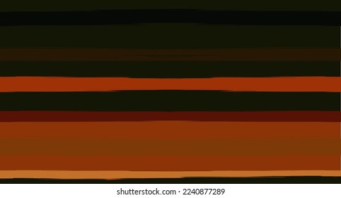 Orange, Brown Vector Watercolor Sailor Stripes Trendy Seamless Summer Pattern. Retro Vintage Grunge Fabric Fashion Design Horizontal Brushstrokes. Ink Painted Doodle Trace, Geometric Track Prints