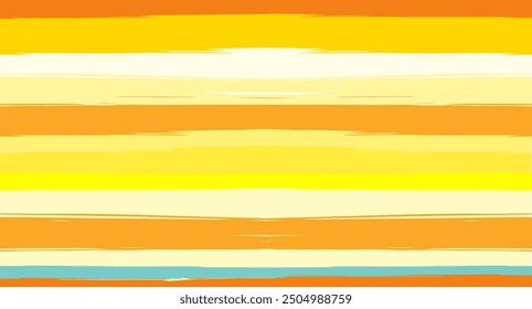 Orange, Brown Vector Watercolor Sailor Stripes Navy Seamless Summer Pattern. Vintage Trace Grunge Fabric Fashion Design Horizontal Brushstrokes. Ink Painted Doodle Trace, Geometric Uneven Print