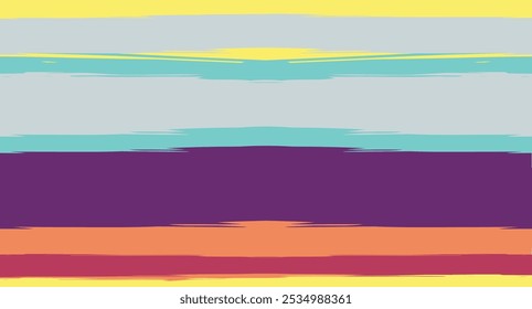 Orange, braun Vektor Aquarell Seemann Streifen gezeichnet nahtloses Sommer Muster. Horizontale Pinselstriche Vintage Trace Grunge Textile Clothe Design. Tinte bemalt Doodle-Spur, geometrische Spur-Drucke