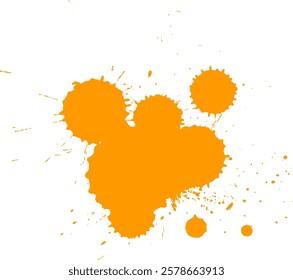 orange brush dropped splash splatter on white background