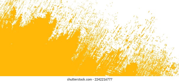 Orange brush stroke background. Orange ink splash on backdrop. Brush background for wallpaper, paint splatter template, dirt banner, watercolor design, dirty texture. Trendy brush background, vector