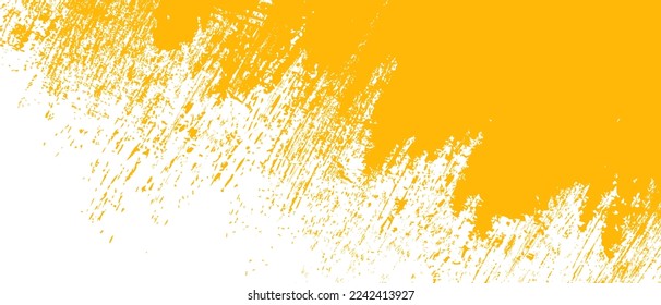 Orange brush stroke background. Orange ink splash on backdrop. Brush background for wallpaper, paint splatter template, dirt banner, watercolor design, dirty texture. Trendy brush background, vector