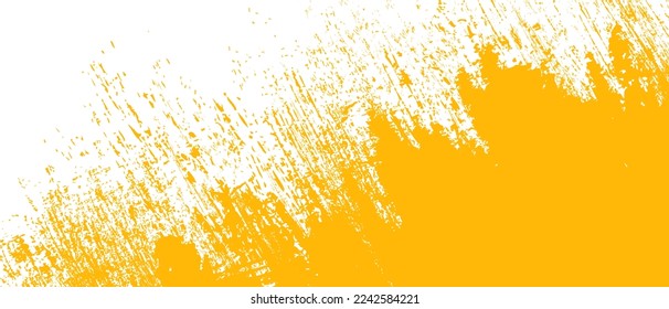 Fondo del trazo de pincel naranja. Tinta naranja salpicada en el fondo. Fondo de pincel para papel de pared, plantilla de bandeja de pintura, banner de suciedad, diseño de acuarela, textura sucia. Fondo de pincel de moda, vector