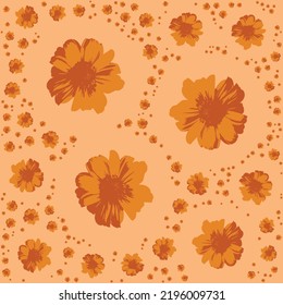 orange brush stroke floral seamless pattern vector texture vintage retro. perfect for fashion fabric textiles design, graphics, backgrounds, gift wrapping, invitation card background and crafts